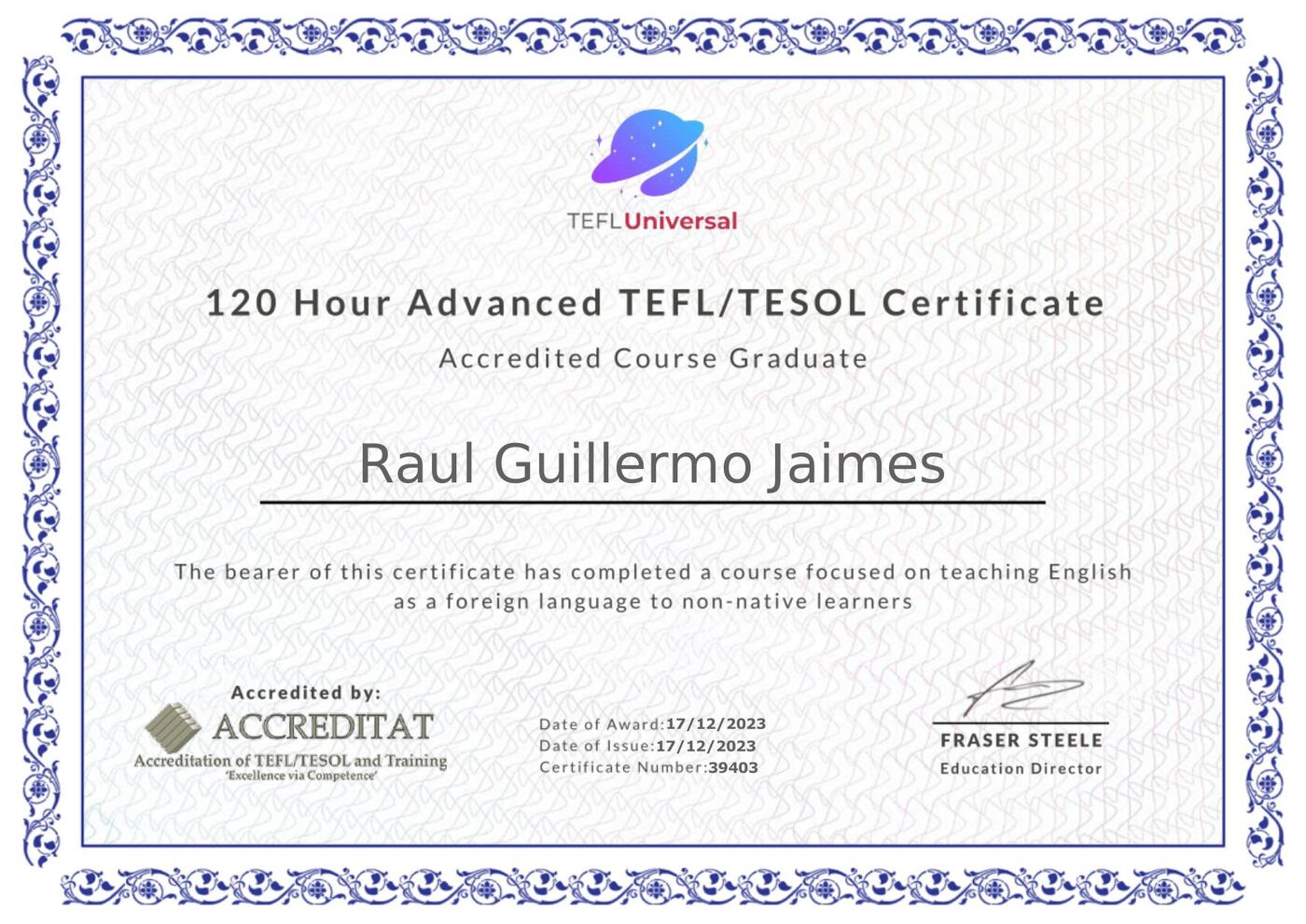 TEFL/TESOL Advanced Certificate